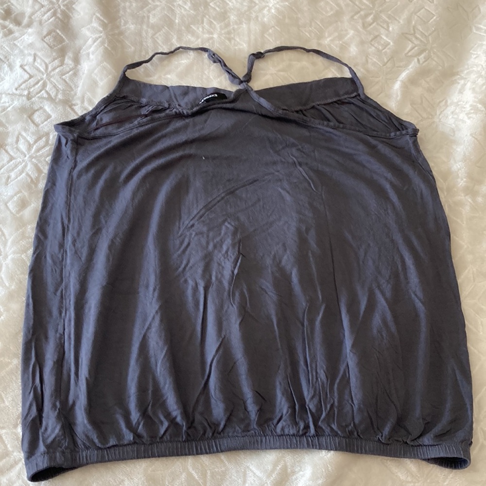 Express size medium grey adjustable strap halter “going out” top - Picture 6 of 7